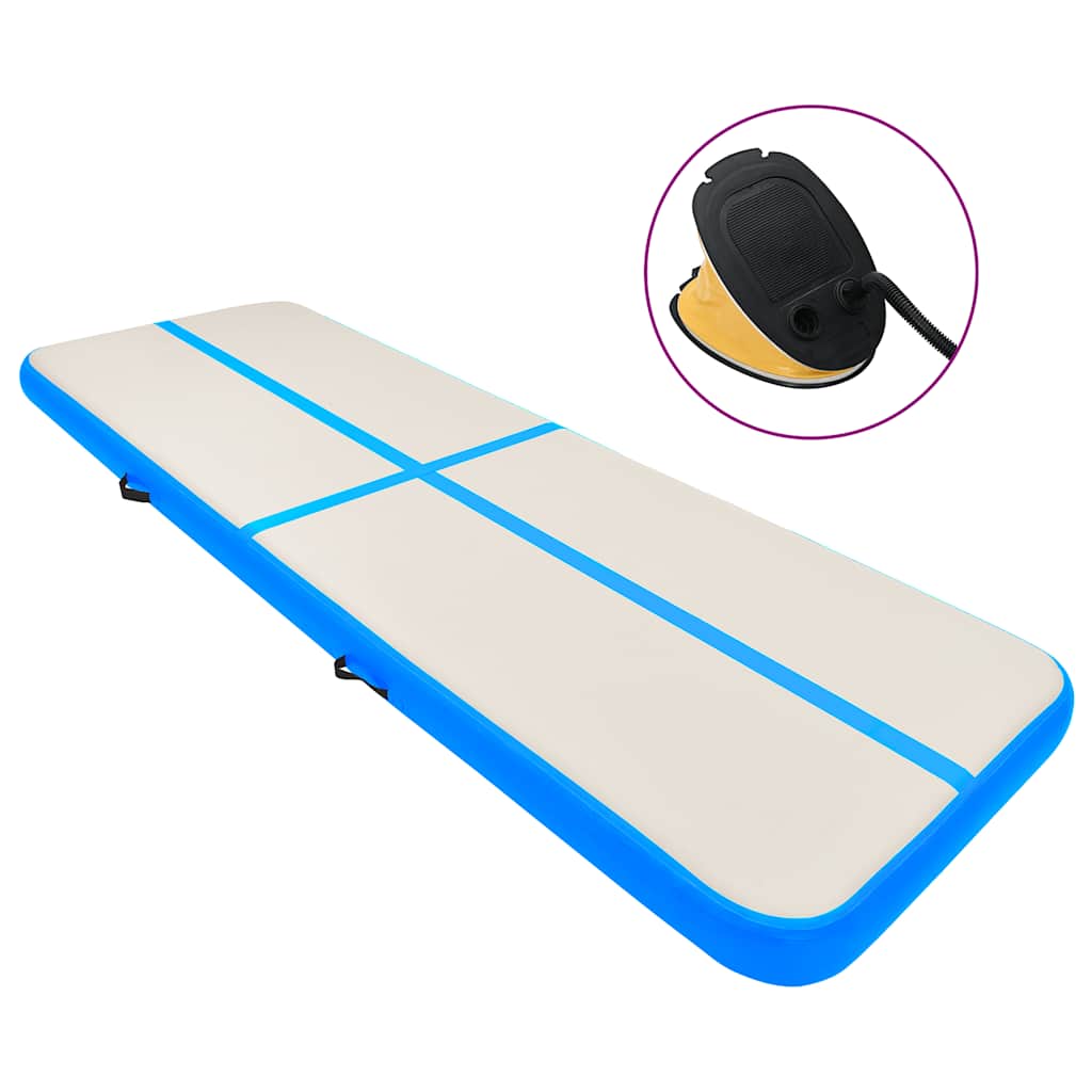 Inflatable Gymnastics Mat with Pump 400x100x15 cm PVC Blue