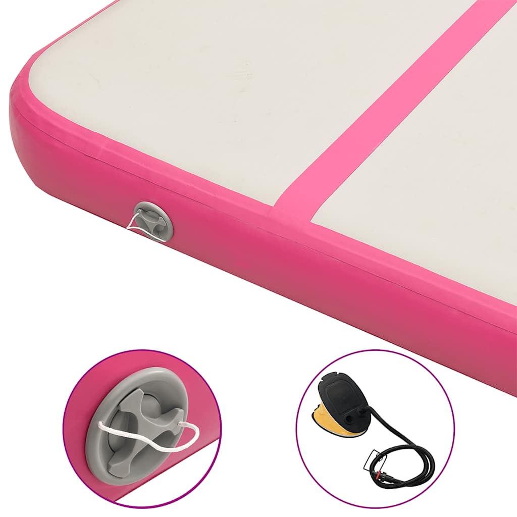 Inflatable Gymnastics Mat with Pump 400x100x20 cm PVC Pink