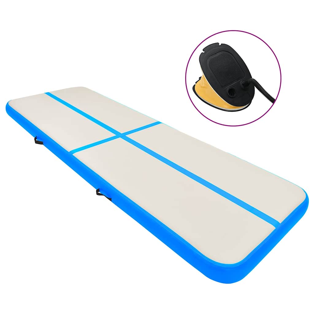 Inflatable Gymnastics Mat with Pump 400x100x20 cm PVC Blue