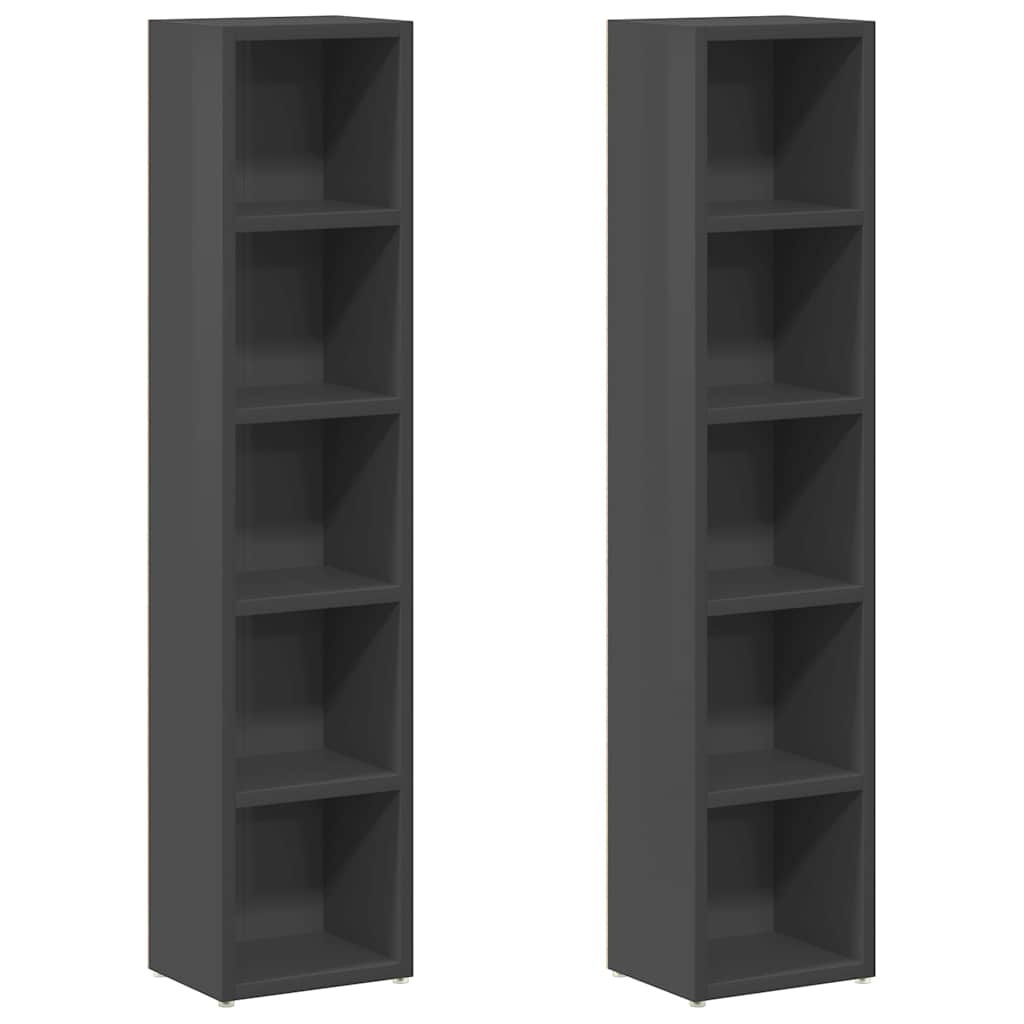 CD Cabinets 2 pcs High Gloss Grey 21x16x93.5 cm Engineered Wood