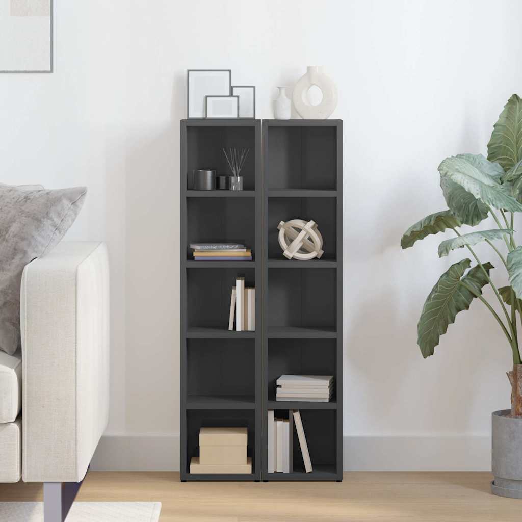 CD Cabinets 2 pcs High Gloss Grey 21x16x93.5 cm Engineered Wood