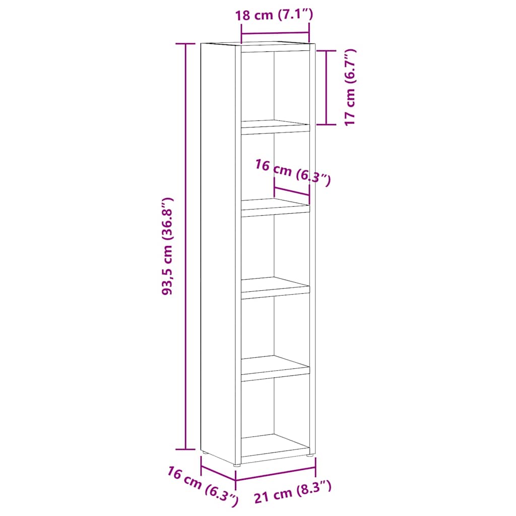 CD Cabinets 2 pcs High Gloss Grey 21x16x93.5 cm Engineered Wood