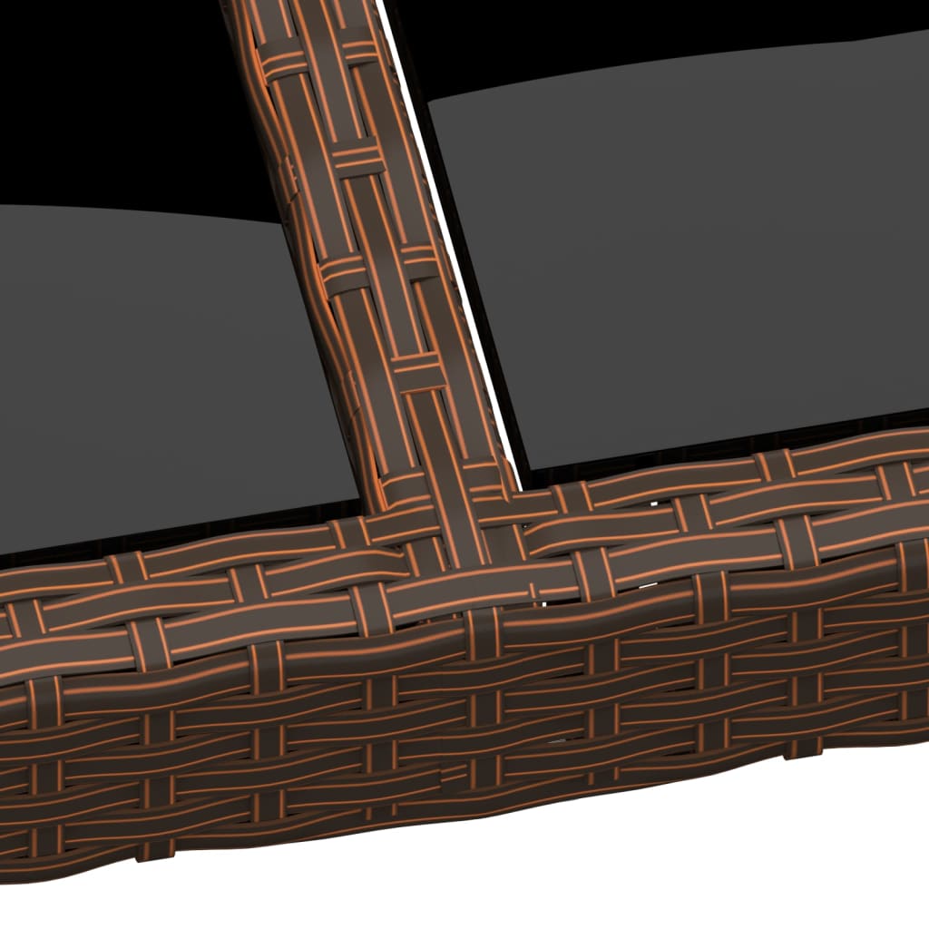 Garden Table 190x90x75 cm Tempered Glass and Poly Rattan Brown