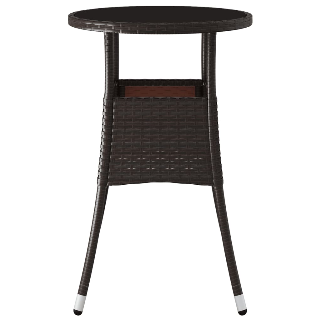 Garden Table ?0x75 cm Tempered Glass and Poly Rattan Brown