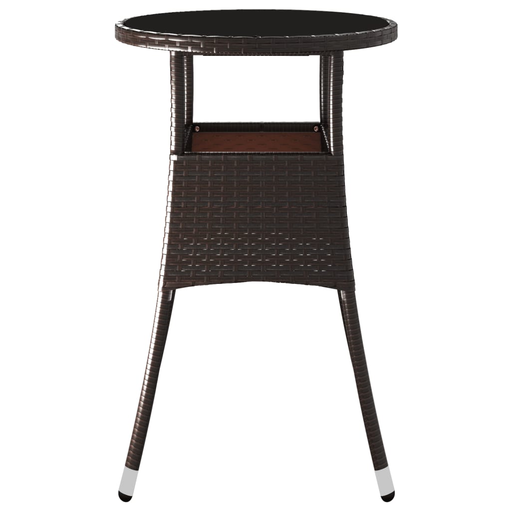 Garden Table ?0x75 cm Tempered Glass and Poly Rattan Brown