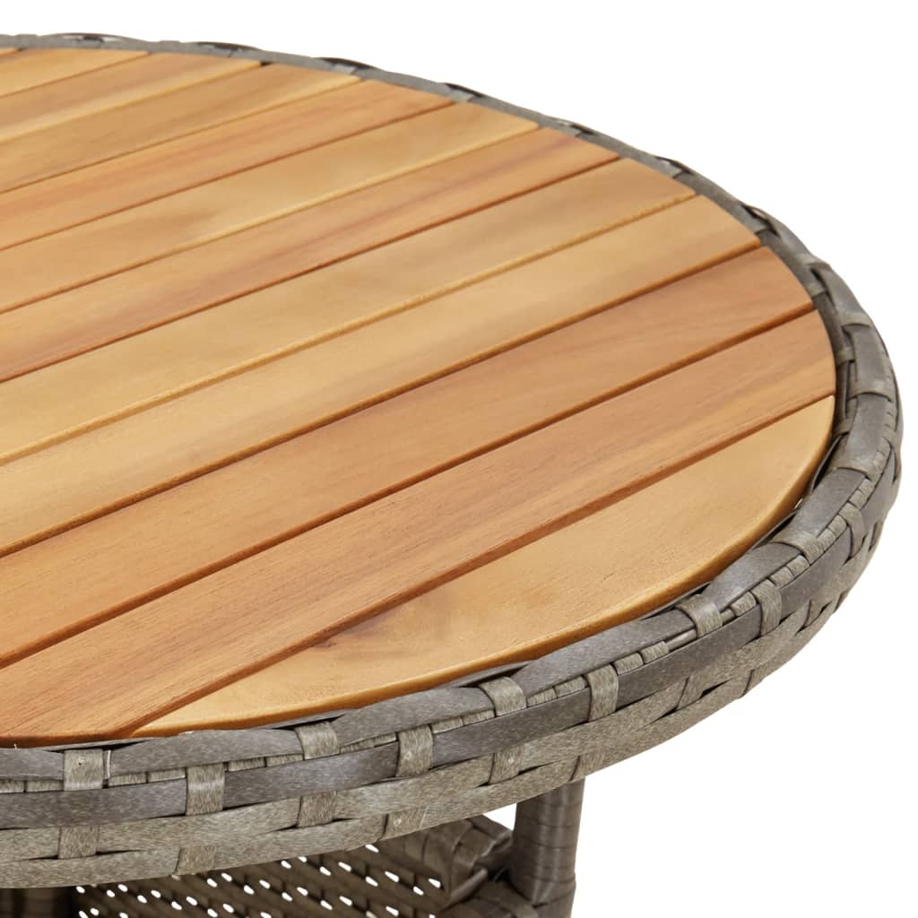 Garden Table ?0x75 cm Acacia Wood and Poly Rattan Grey