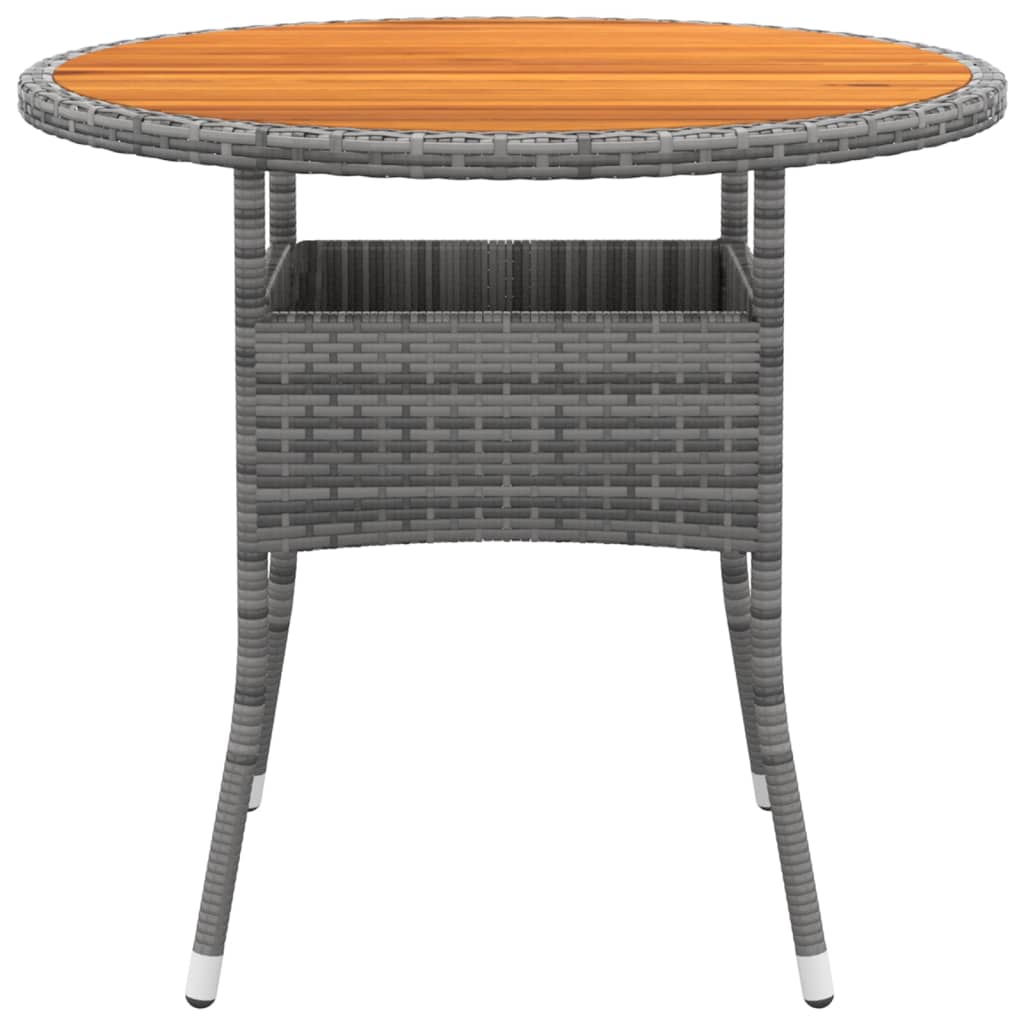 Garden Table ?0x75 cm Acacia Wood and Poly Rattan Grey