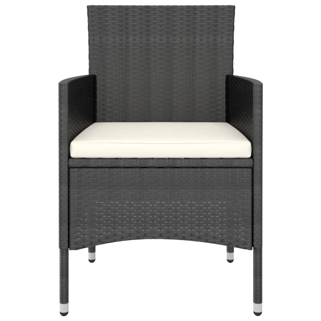 4 Piece Garden Chair and Stool Set Poly Rattan Black