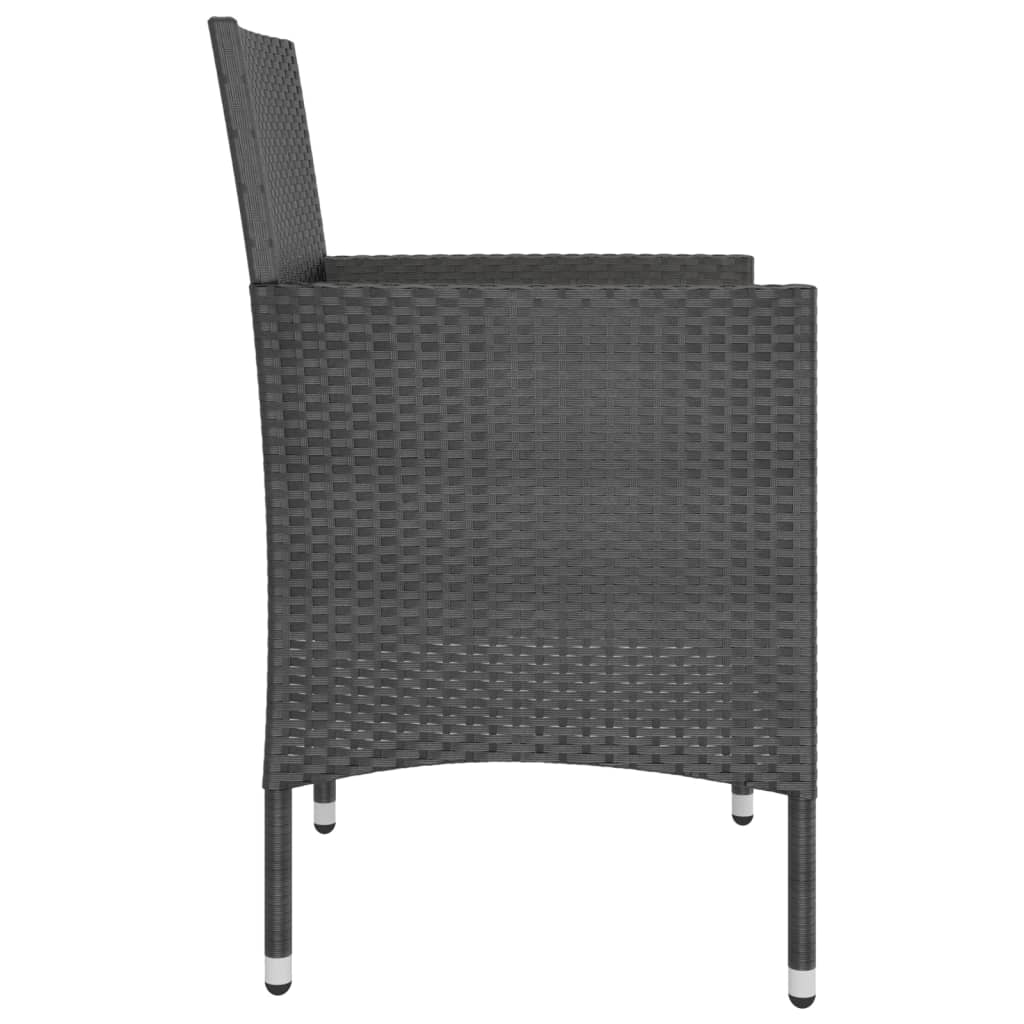4 Piece Garden Chair and Stool Set Poly Rattan Black
