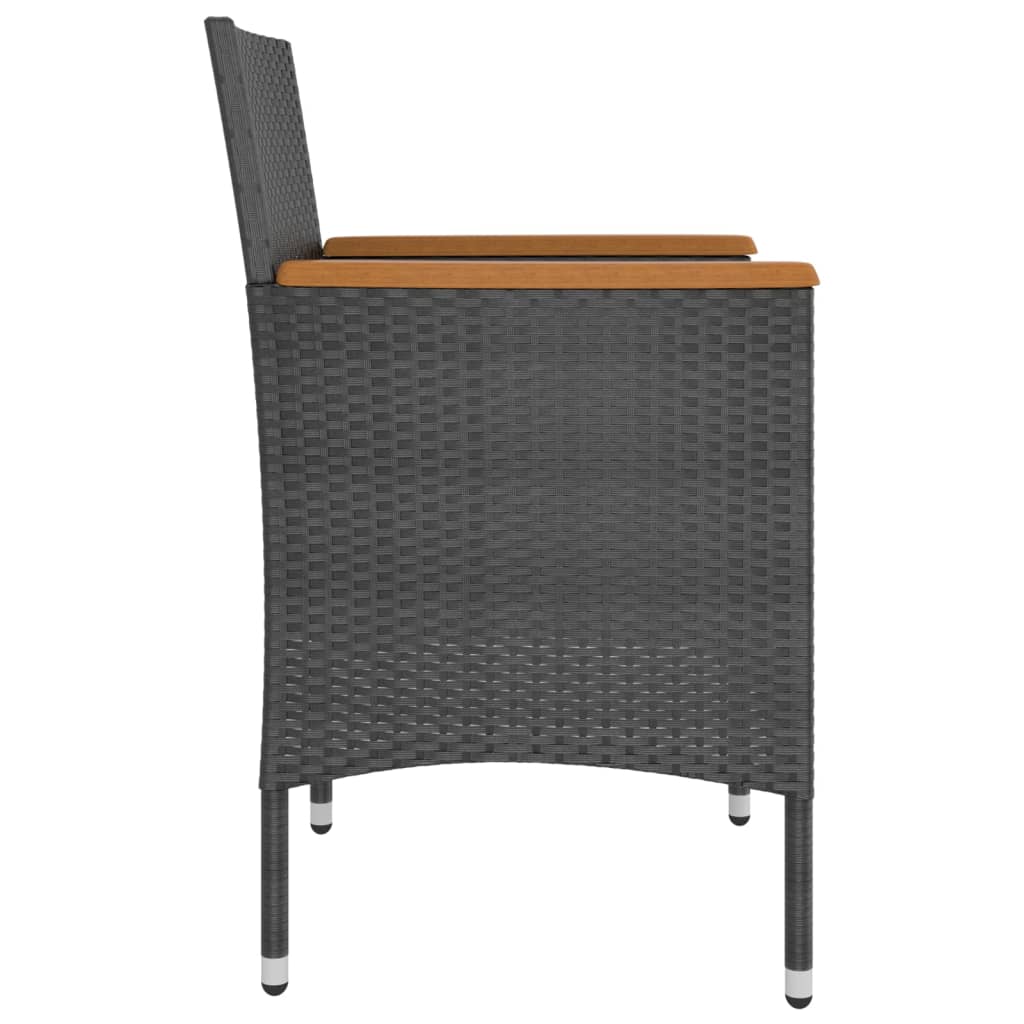 4 Piece Garden Chair and Stool Set Poly Rattan Black