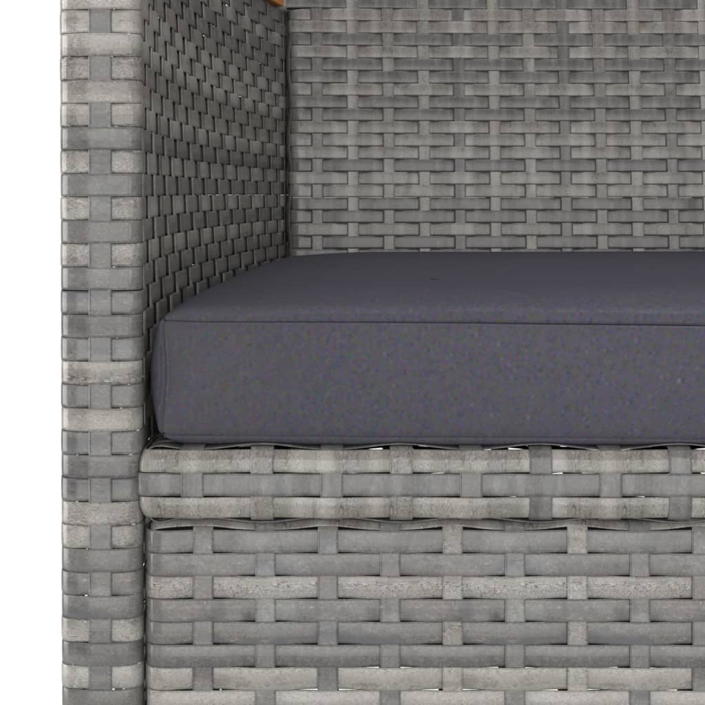 4 Piece Garden Chair and Stool Set Poly Rattan Grey