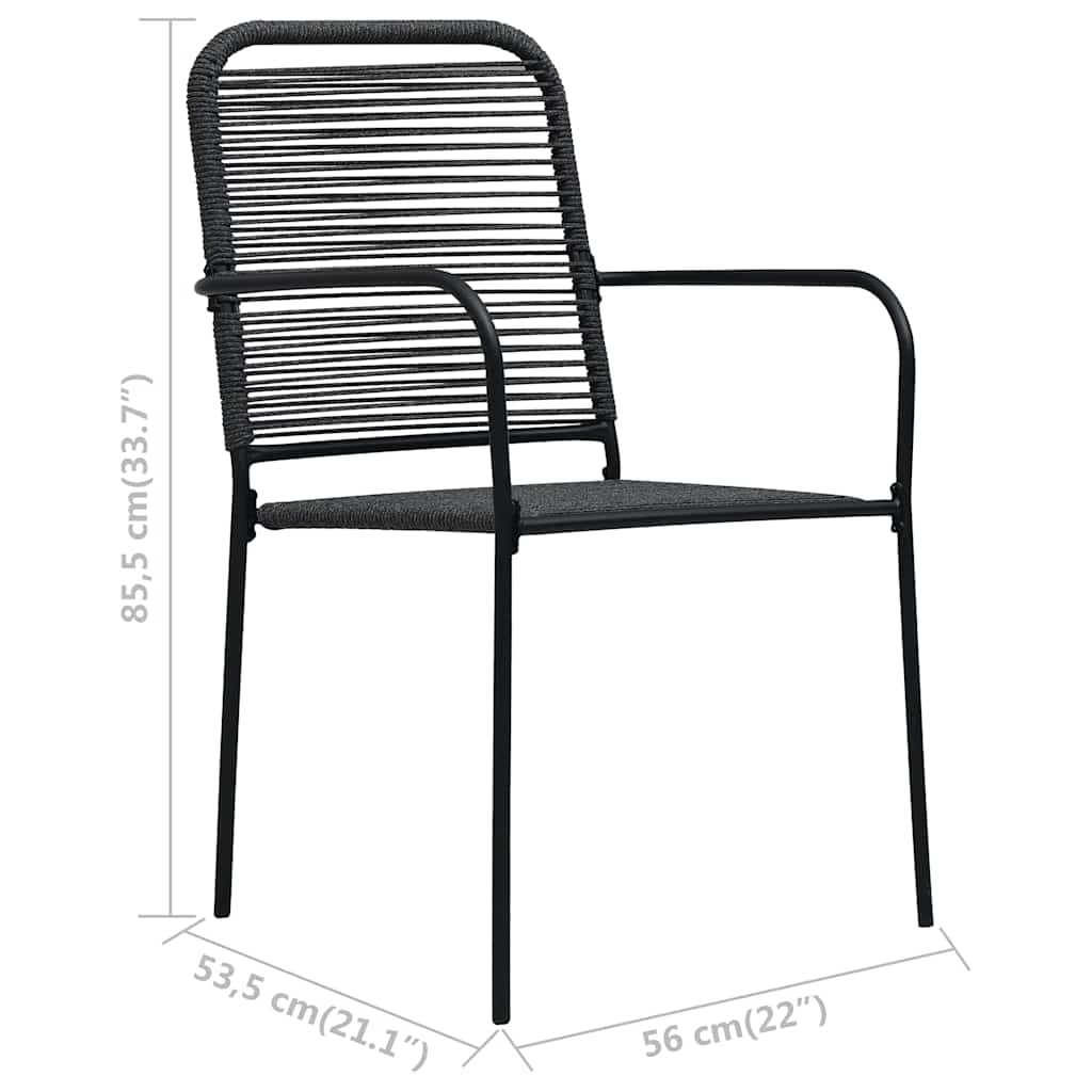 Garden Chairs 4 pcs Cotton Rope and Steel Black