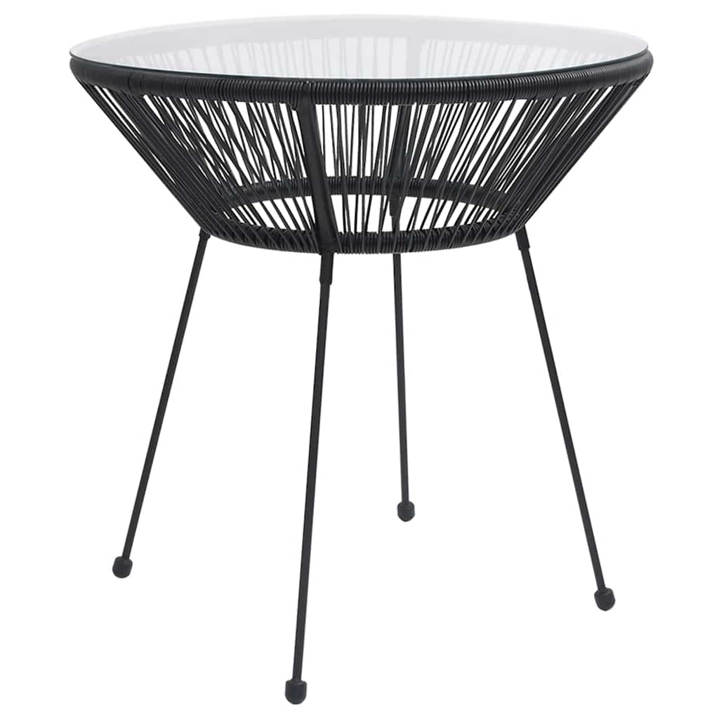 Garden Dining Table Black ?70x74 cm Rattan and Glass