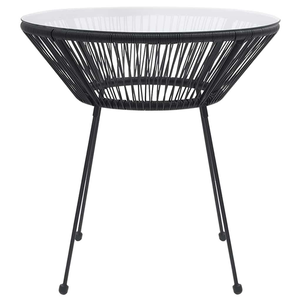 Garden Dining Table Black ?70x74 cm Rattan and Glass