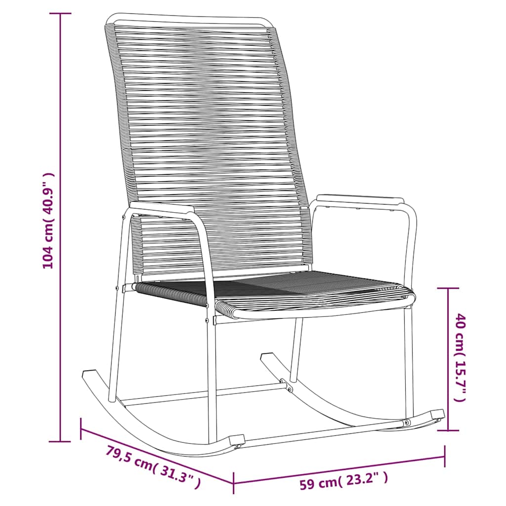Garden Rocking Chair Black 59x79.5x104 cm PVC Rattan