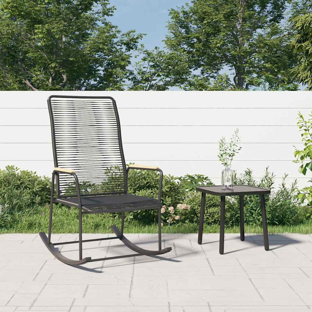 Garden Rocking Chair Black 59x79.5x104 cm PVC Rattan