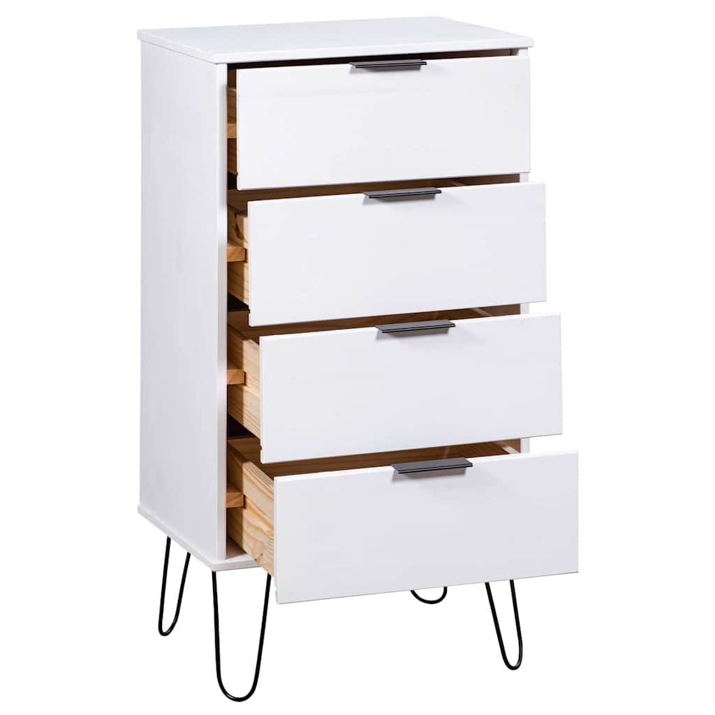Drawer Cabinet White 45x39.5x90.3 cm Solid Pine Wood