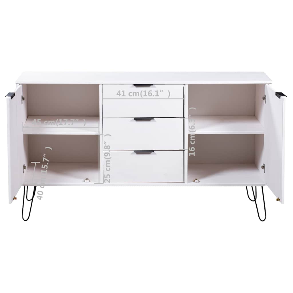 Sideboard "New York" White Solid Pine Wood