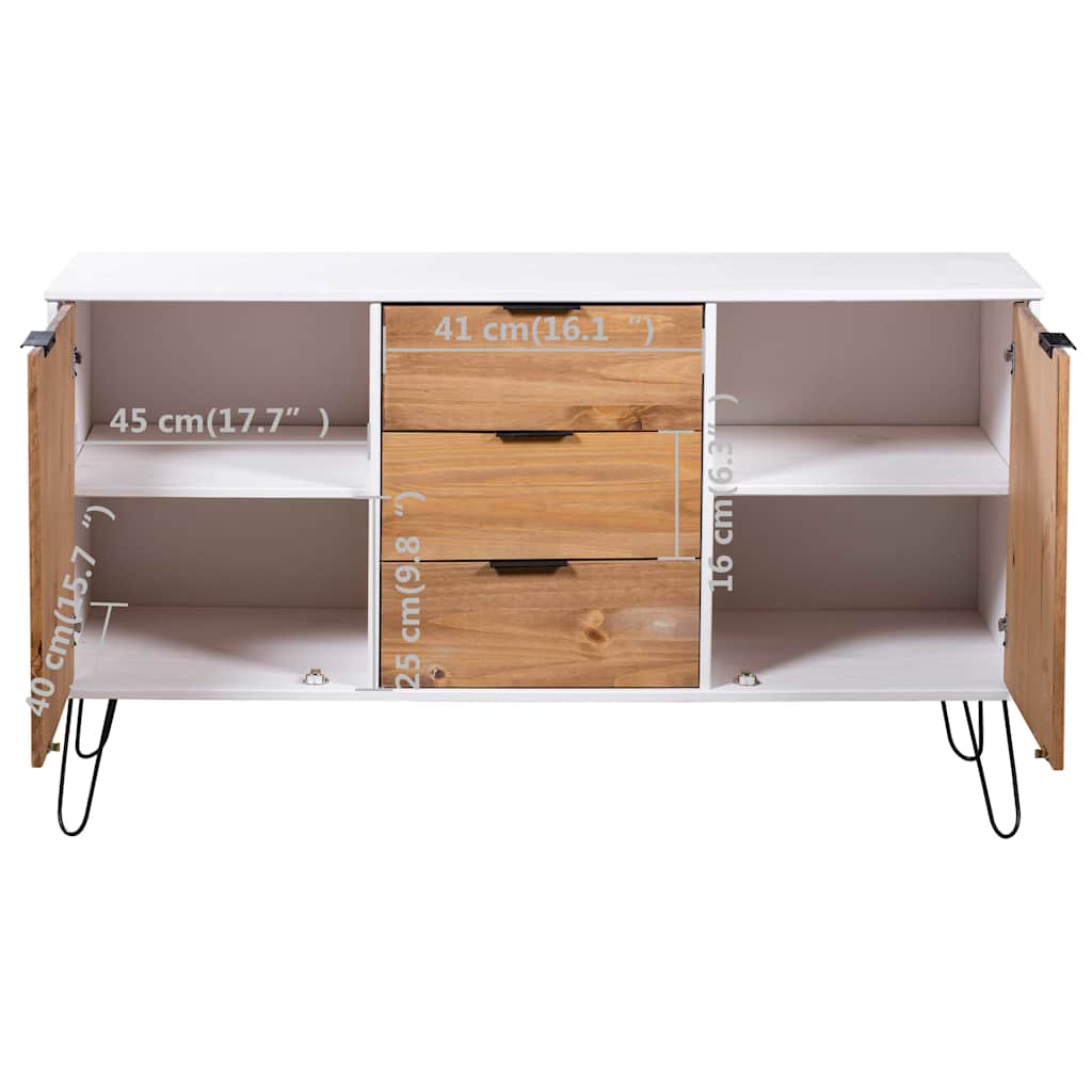 Sideboard New York 130,6 x 43 x 73,6 cm Solid pine wood