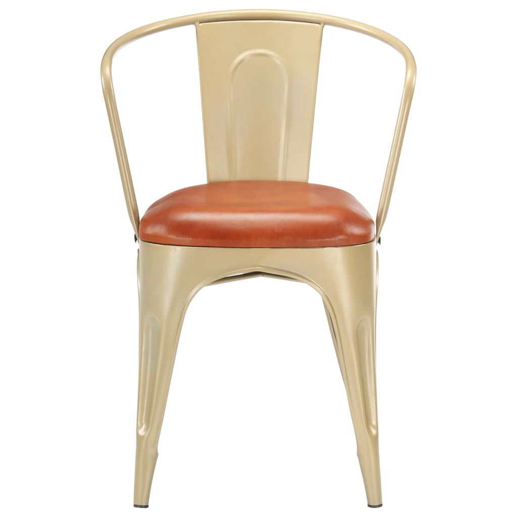 Dining Chairs 6 pcs Brown Real Leather
