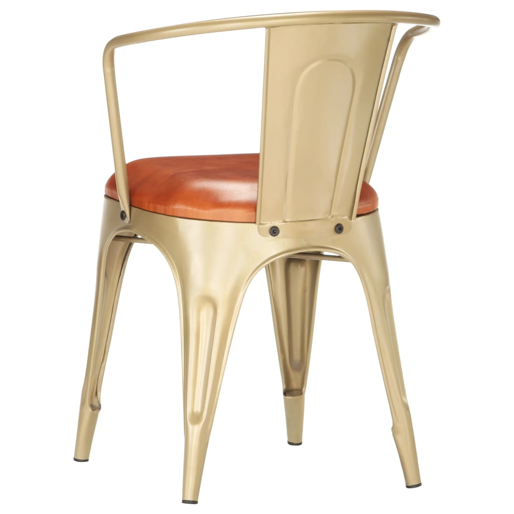 Dining Chairs 6 pcs Brown Real Leather