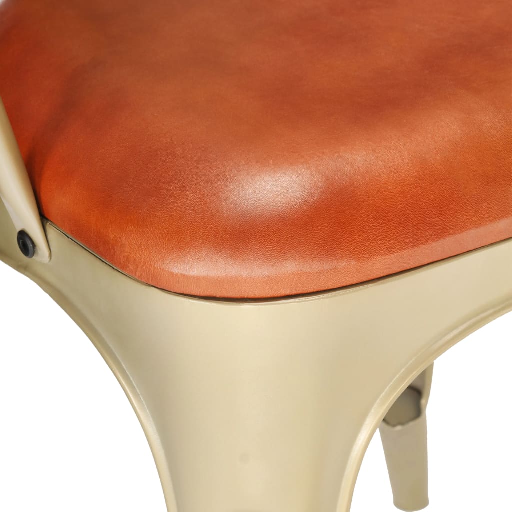 Dining Chairs 6 pcs Brown Real Leather