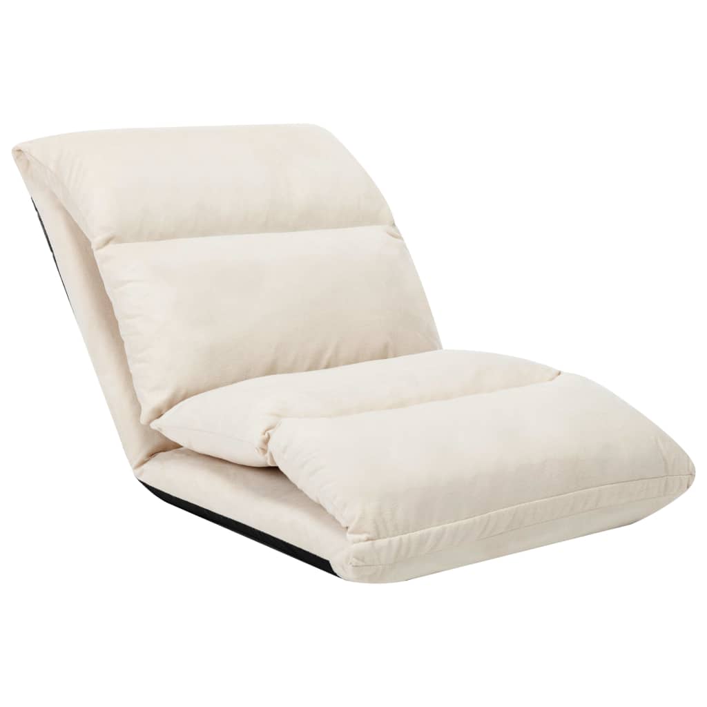 Folding Floor Chair Cream Microfibre