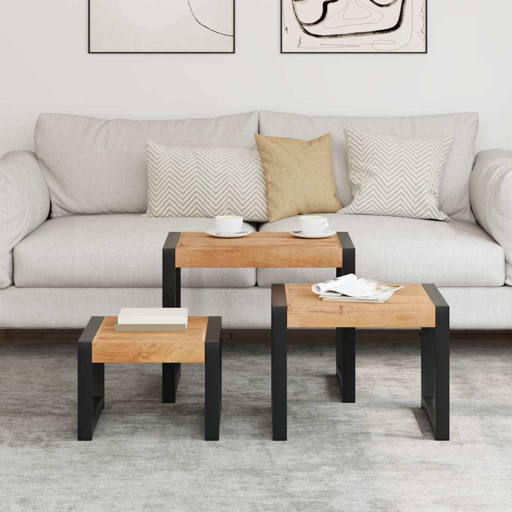 Nesting Tables 3 pcs Solid Wood
