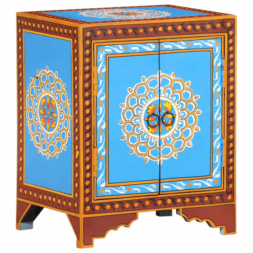 Hand Painted Bedside Cabinet 40x30x50 cm Solid Mango Wood