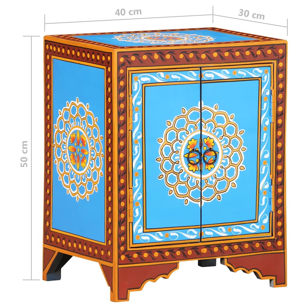 Hand Painted Bedside Cabinet 40x30x50 cm Solid Mango Wood
