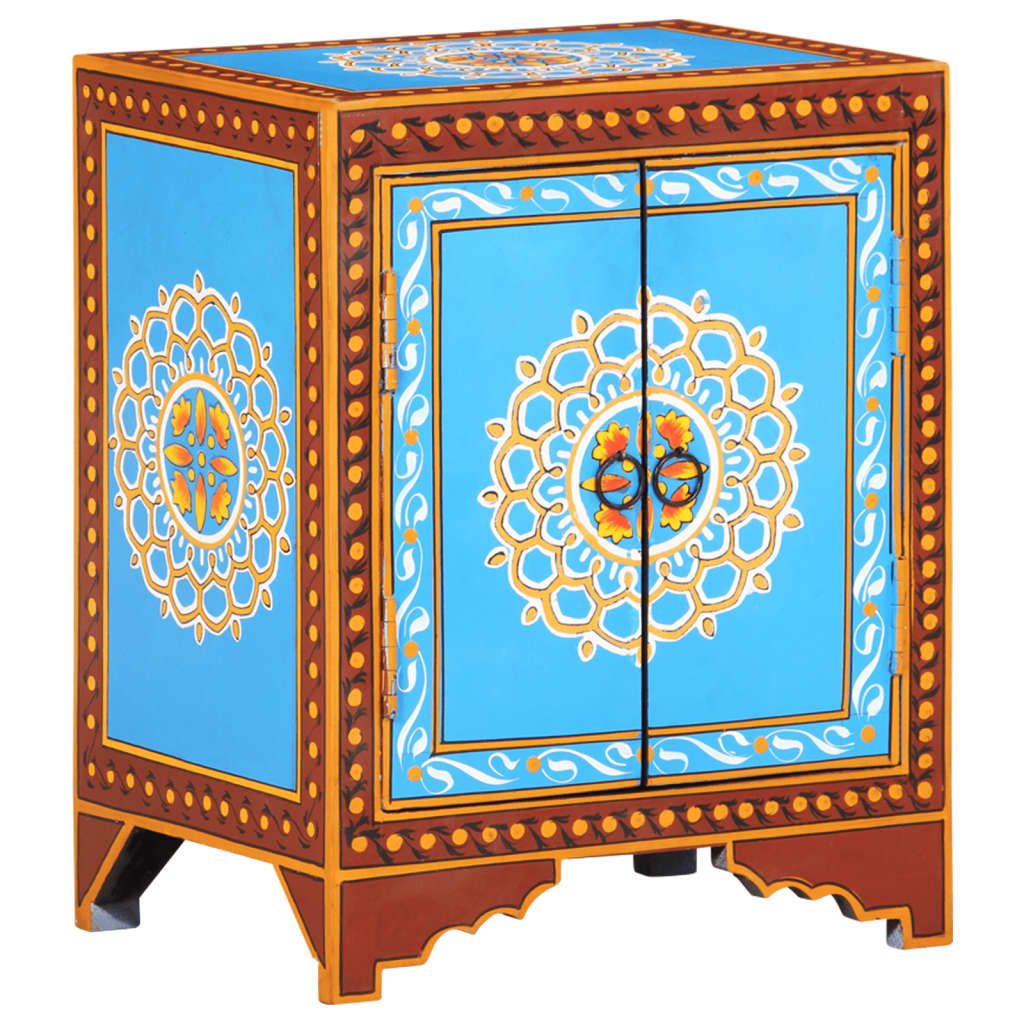 Hand Painted Bedside Cabinet 40x30x50 cm Solid Mango Wood