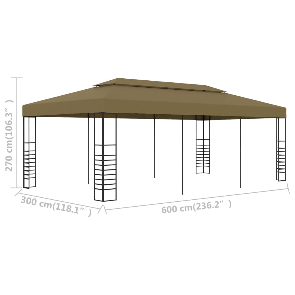 Garden Gazebo 6x3x2.7 m Taupe 180 g/m?