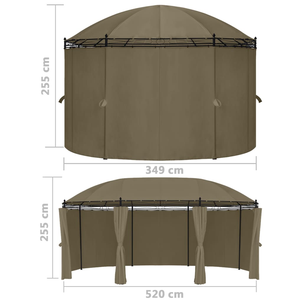 Gazebo with Curtains 520x349x255 cm Taupe 180 g/m?