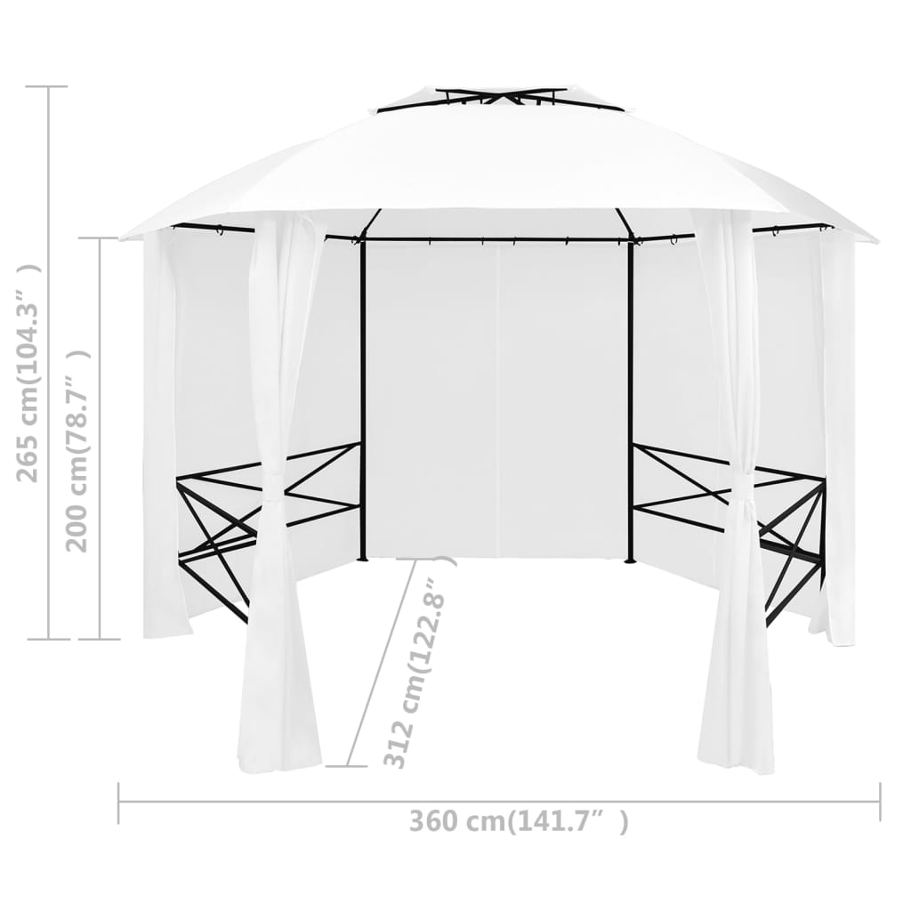 Garden Marquee with Curtains 360x312x265 cm White 180 g/m?