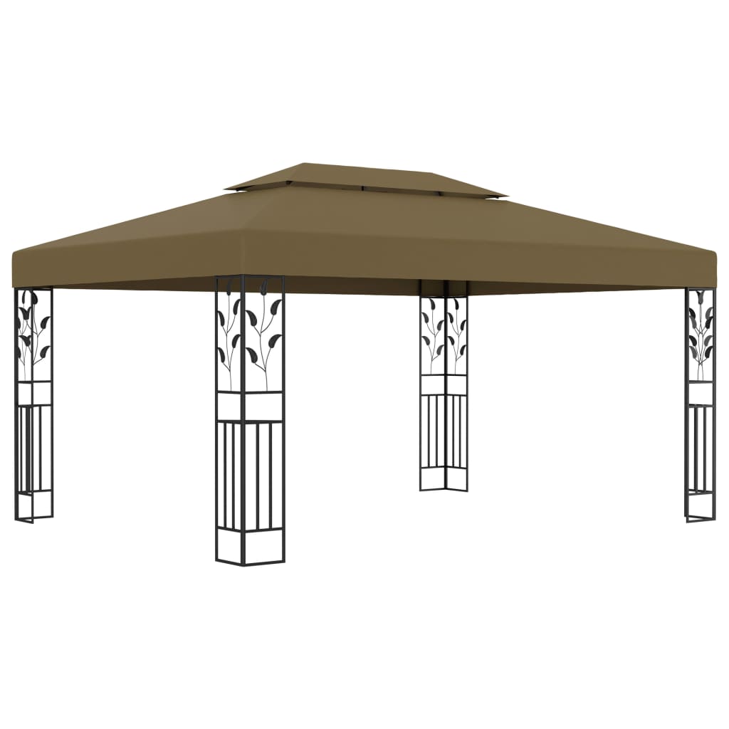 Gazebo with Double Roof 3x4 m Taupe 180 g/m?