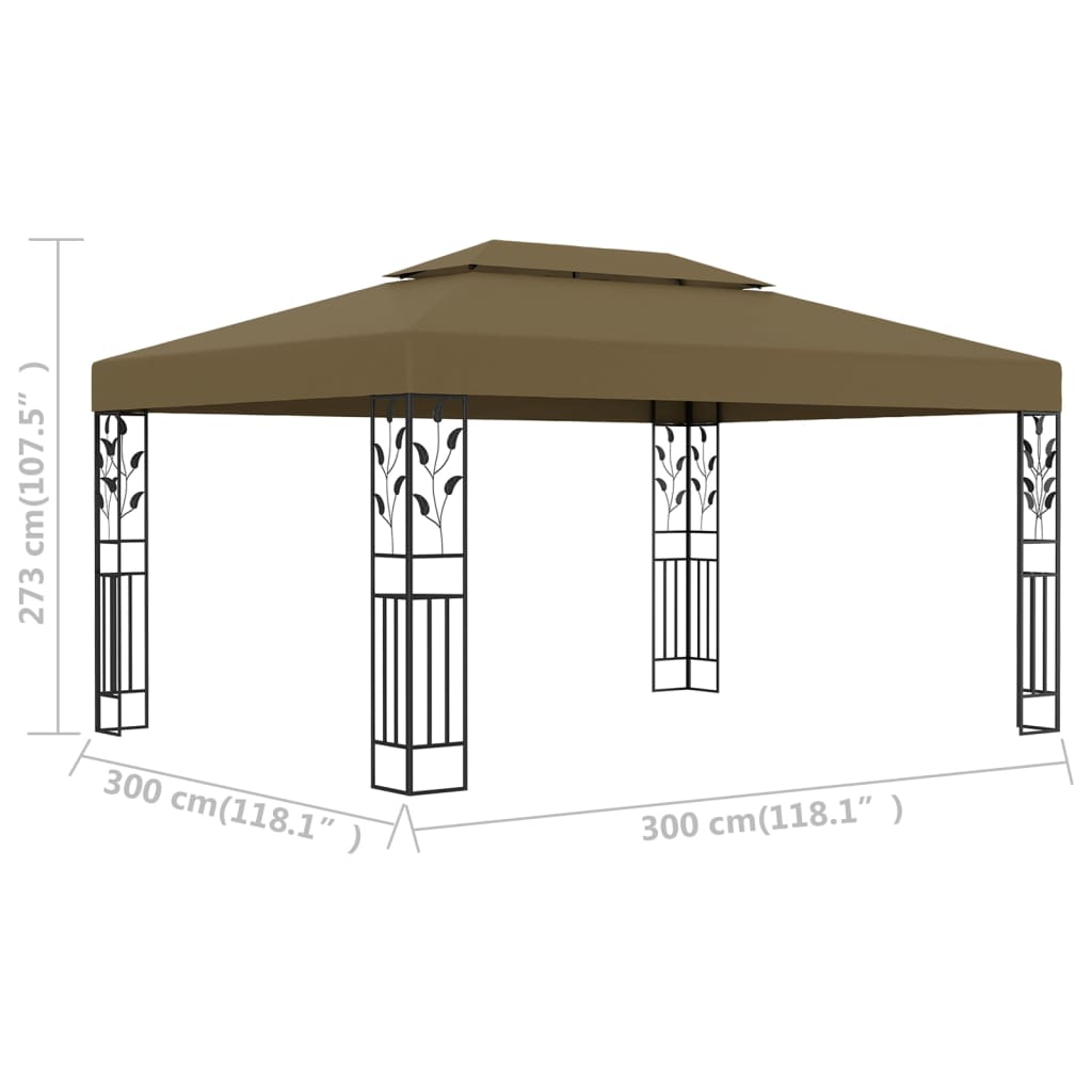 Gazebo with Double Roof 3x4 m Taupe 180 g/m?