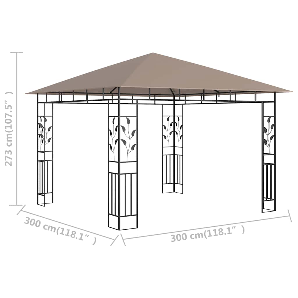 Gazebo with Mosquito Net 3x3x2.73 m Taupe 180 g/m?