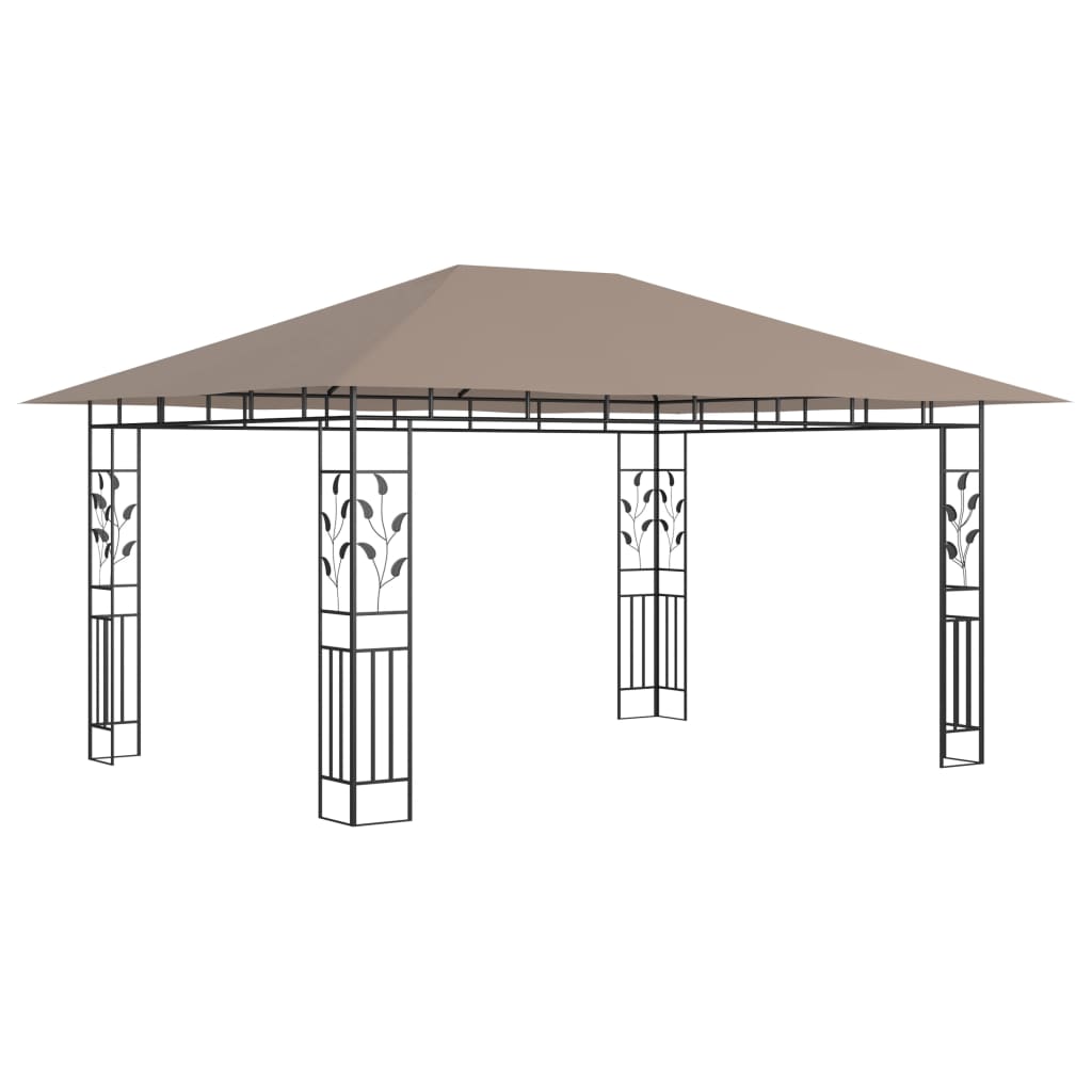 Gazebo with Mosquito Net 4x3x2.73 m Taupe 180 g/m?