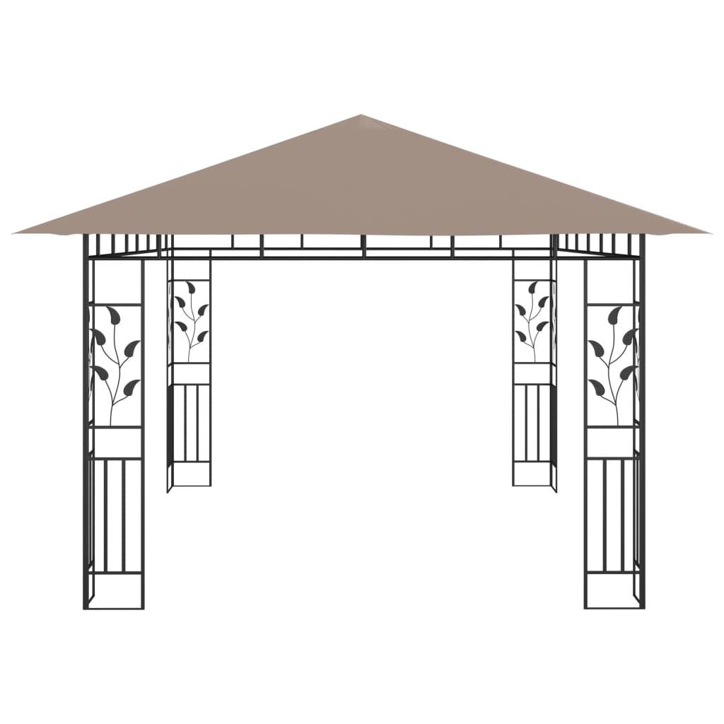 Gazebo with Mosquito Net 4x3x2.73 m Taupe 180 g/m?