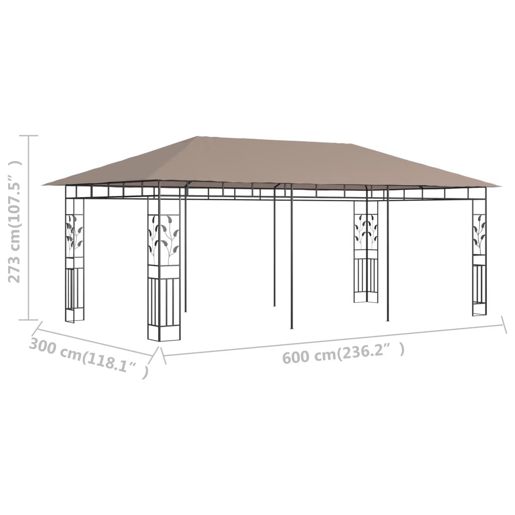Gazebo with Mosquito Net 6x3x2.73 m Taupe 180 g/m?