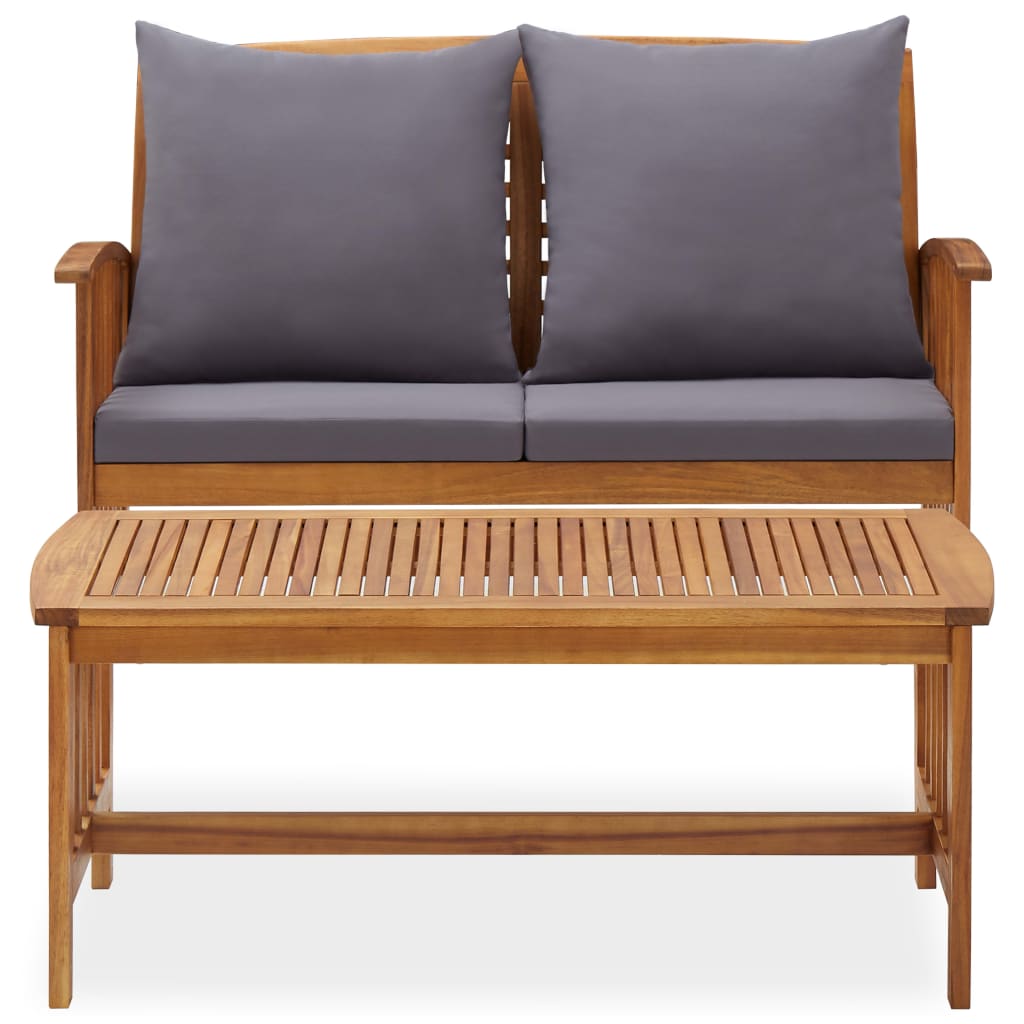 2 Piece Garden Lounge Set with Cushions Solid Acacia Wood