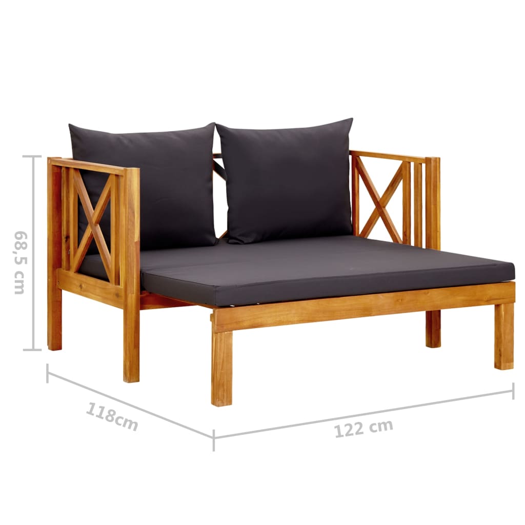 2-Seater Garden Bench with Cushions 122 cm Solid Acacia Wood