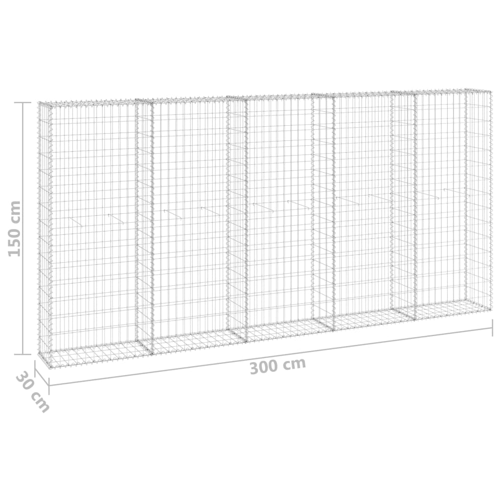 Gabion Wall with Covers Galvanised Steel 300x30x150 cm