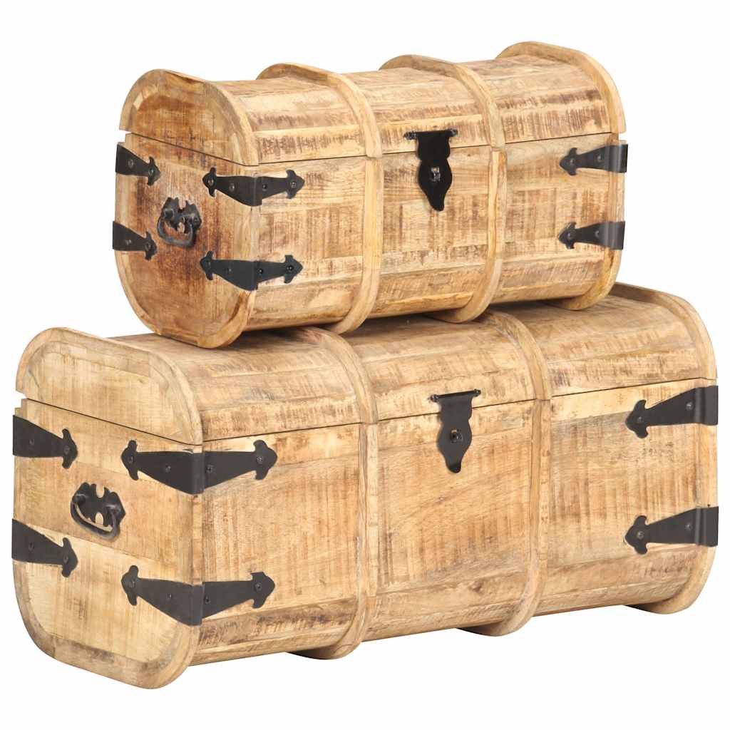 Storage Chests 2 Pieces Solid Mango Wood