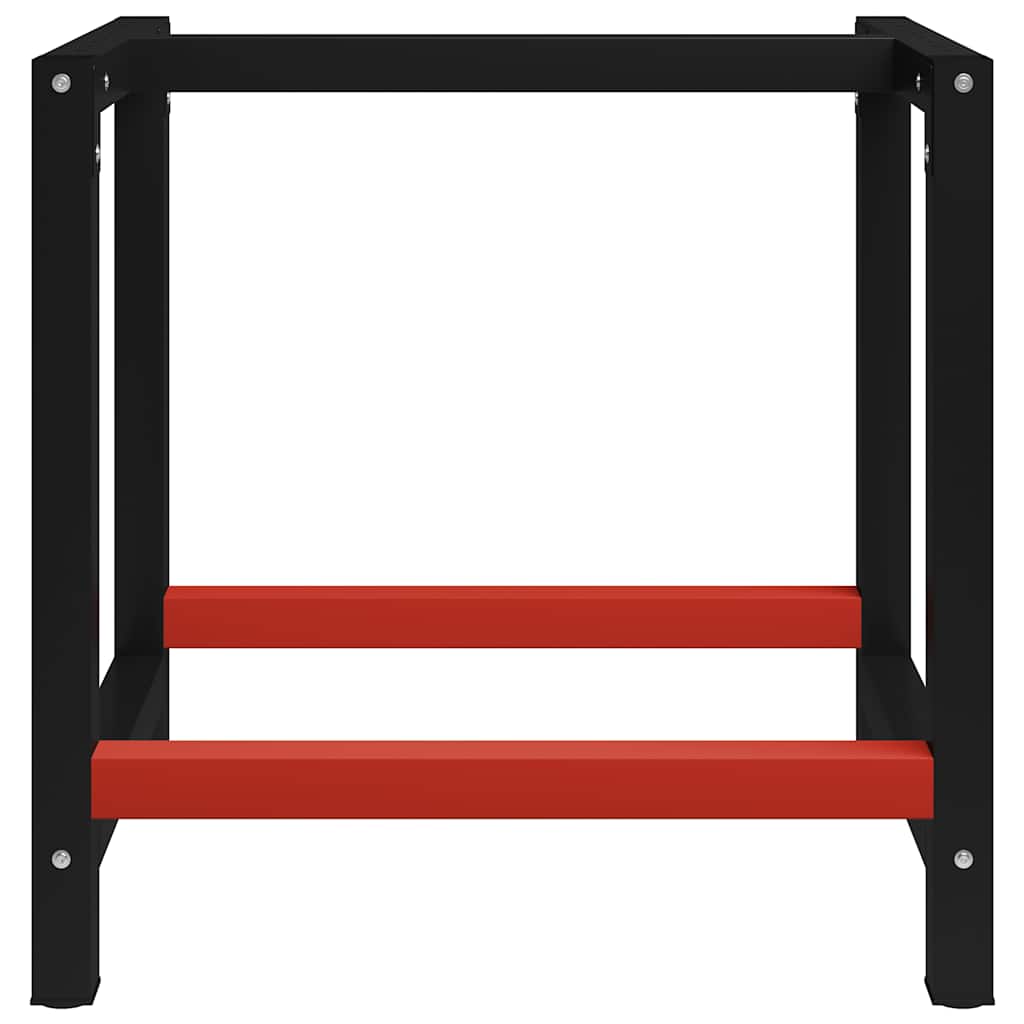 Work Bench Frame Metal 80x57x79 cm Black and Red