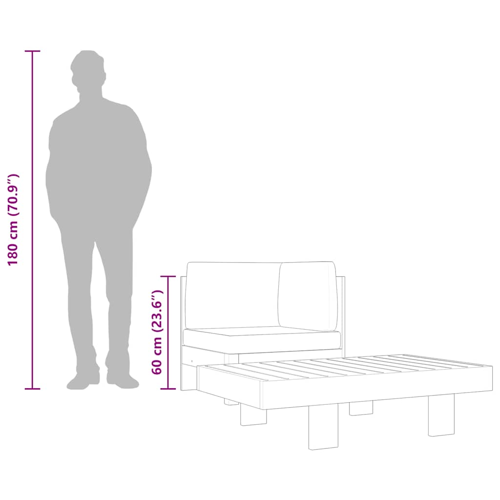 2 Piece Garden Lounge Set with Dark Grey Cushions Acacia Wood