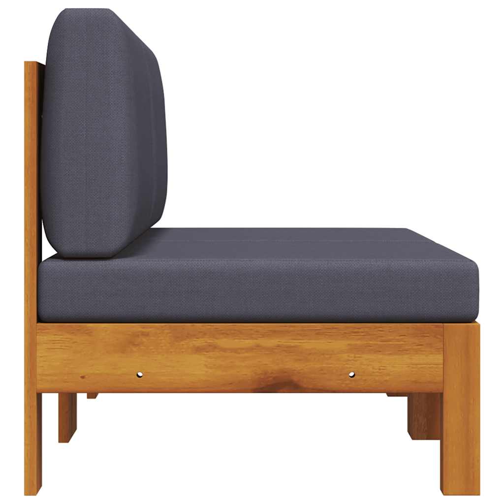Middle Sofas 2 pcs with Dark Grey Cushions Solid Acacia Wood