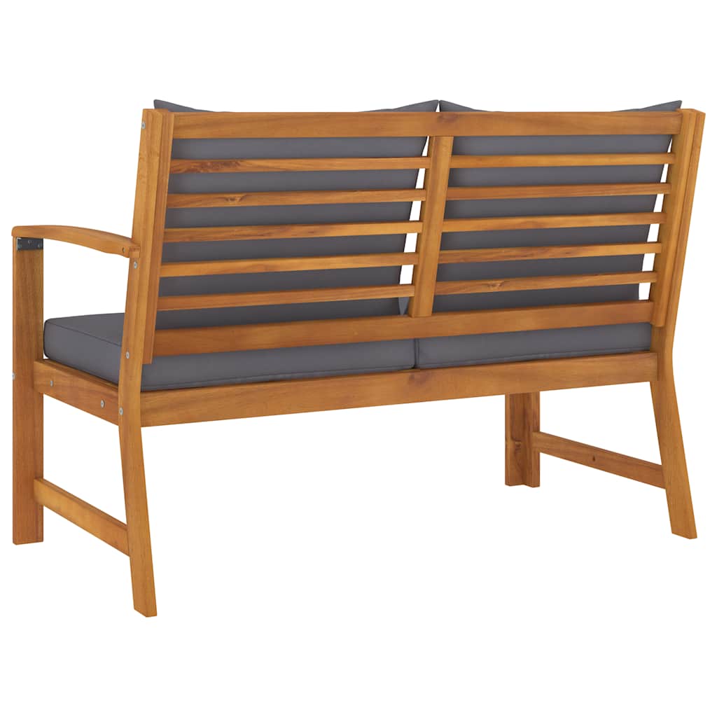 Garden Bench 114.5 cm with Dark Grey Cushion Solid Acacia Wood