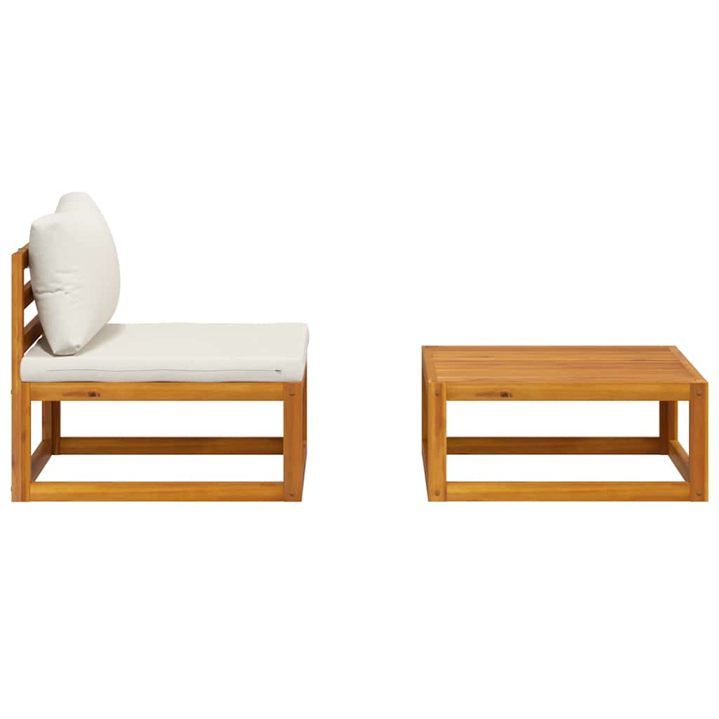 2 Piece Garden Sofa Set with Cushion Solid Acacia Wood