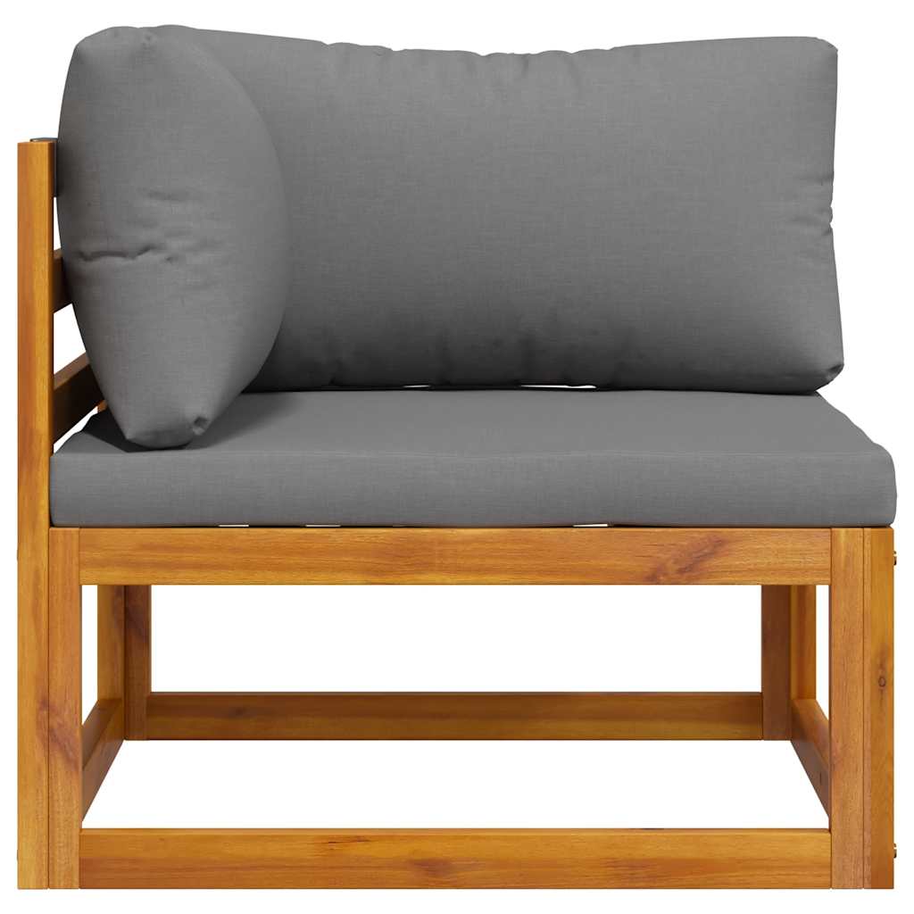 Sectional Corner Sofa & Dark Grey Cushion Solid Acacia Wood